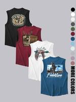 Men's Regular Fit Camo Print Tank Top, Casual Sleeveless Crew Neck Top for Summer, Fashion Men's Clothes for Daily Wear, Sock...