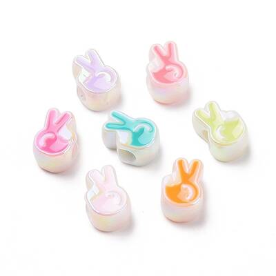 UV Plating Rainbow Iridescent Acrylic European Beads