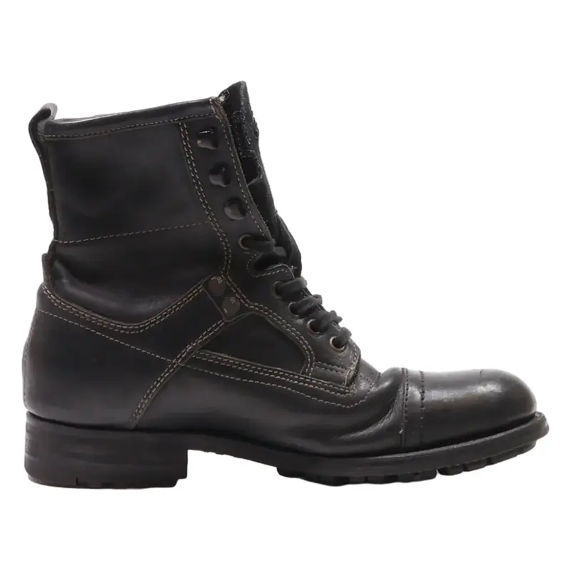 G-STAR RAW Lace-Up Boots Black Leather Mens UK 6