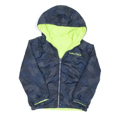 NAUTICA REVERSIBLE Puffer Jacket Blue Crazy Pattern Boys 4 Years