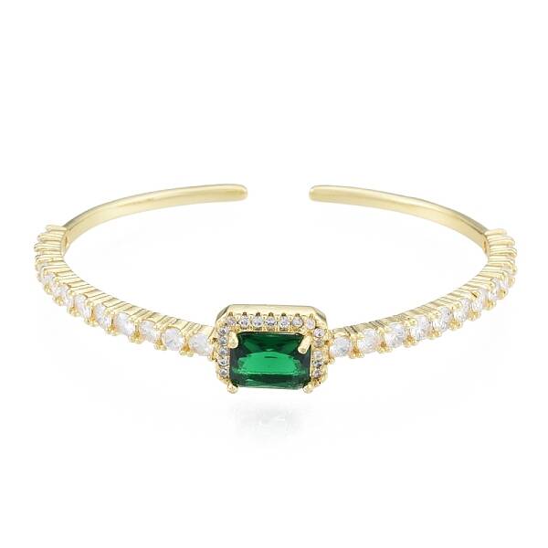 Cubic Zirconia Rectangle Open Cuff Bangle