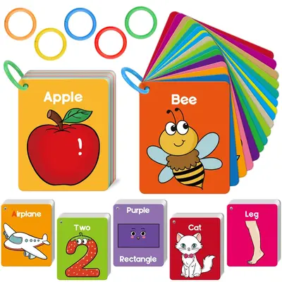 Torlam FlashCards Learning Alphabet, Numbers, Shapes & Colors, Animals, Body Parts, Foods educational toys