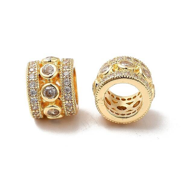 Brass Cubic Zirconia Large Hole Beads