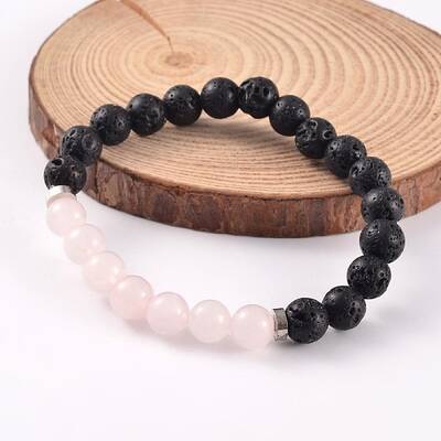 Natural Lava Rock Beaded Stretch Bracelets