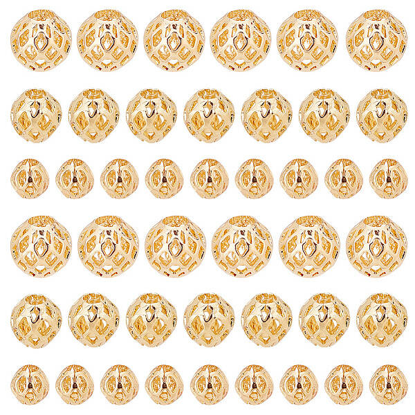 60Pcs 3 Style Brass Hollow Beads