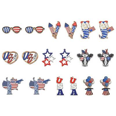 18Pcs 9 Styles Independent Day Spray Painted Wood Big Pendants