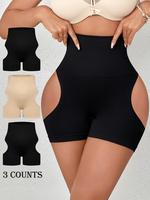 Women's Solid High Waist Shapewear Shorts, Tummy Control Butt Lifting Shapewear Bottoms, Ladies Shapewear for All Seasons