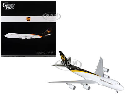 Boeing 747-8F Commercial Aircraft UPS Worldwide Services (N607UP) White with Brown Tail Gemini 200 Series 1/200 Diecast M...