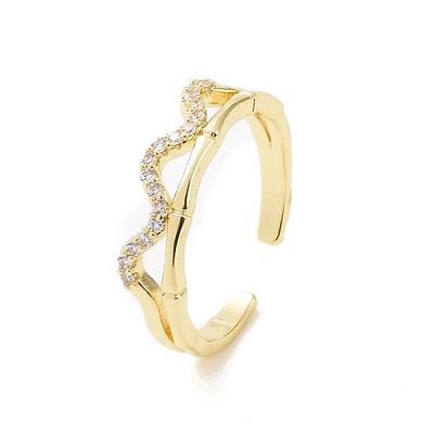 Clear Cubic Zirconia Wave Open Cuff Ring