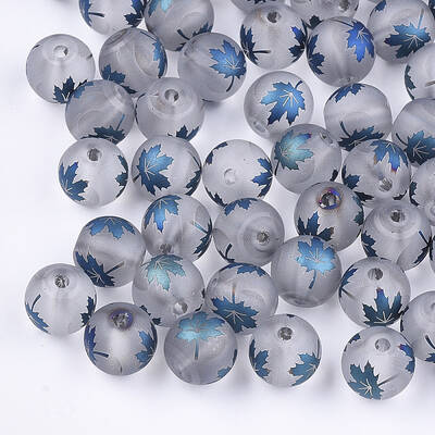Autumn Theme Electroplate Transparent Glass Beads