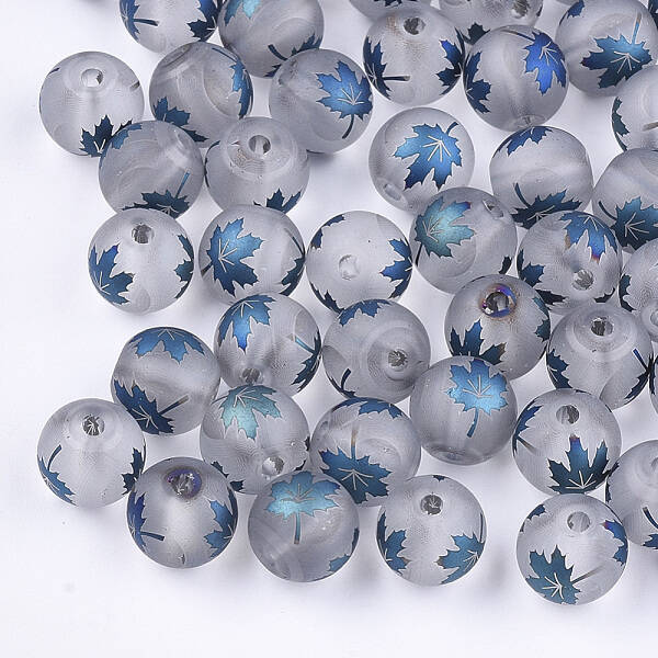 Autumn Theme Electroplate Transparent Glass Beads