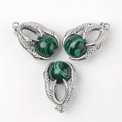 Eagle Claw Alloy Malachite Pendants