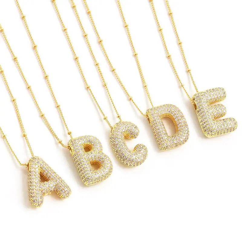 YSTT Fashion Alphabet Detail Pendant Necklace for Women & Girls, cubic zirconia Decor Necklace for Party, Daily Clothing Deco...