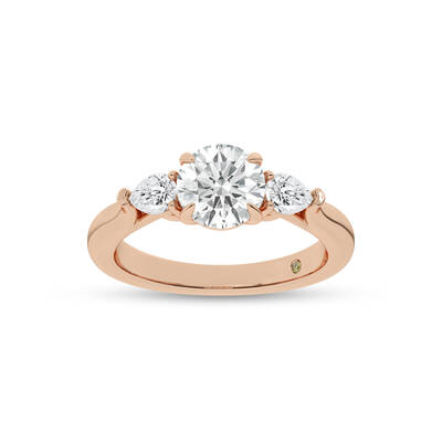 Bruges Three Stone Round Lab Grown Diamond Engagement Ring | 18K Rose Gold 3 1/2 CT. TW.