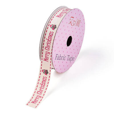 Single Face Printed Merry Christmas Cotton Ribbons