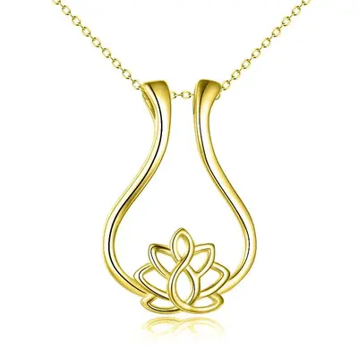 Gold Vermeil Lotus Ring Holder Necklace for Women