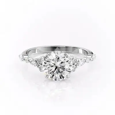 Sterling Silver Round Shaped Moissanite Ring