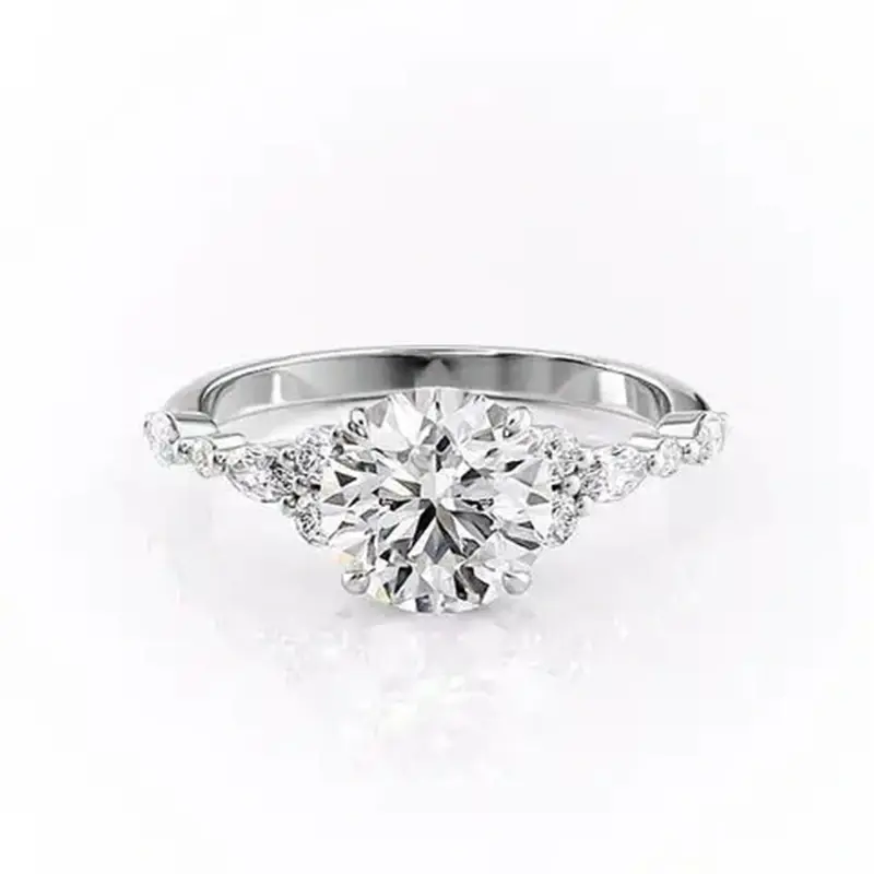 Sterling Silver Round Shaped Moissanite Ring