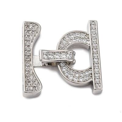 Brass Micro Pave Clear Cubic Zirconia Fold Over Clasps