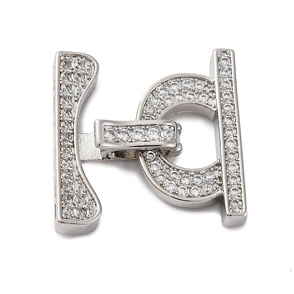 Brass Micro Pave Clear Cubic Zirconia Fold Over Clasps