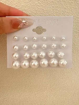 Women's Cute Faux Pearl Decor Stud Earrings, Elegant Minimalist Stud Earrings for Women & Girls, Trendy All-match & Exquisite...