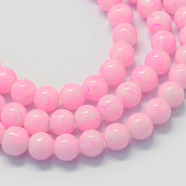 Baking Painted Glass Round Bead Strands