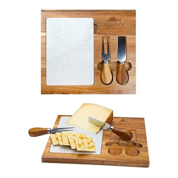 13 Custom Carson 4-Piece Acacia Wood Cheese Set - Marble Board & ...