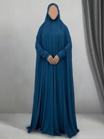 Women's Solid Color Long Sleeve Abaya, Modest Round Neck Long Dress for Women, Muslim Clothing for Daily Wear