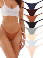 NukaCurvy Seamless G-string Thongs for Women - No Show Thong Underwear Stretch Breathable Low Rise Panties 8 Pack