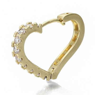 Brass Micro Pave Clear Cubic Zirconia Huggie Hoop Earrings