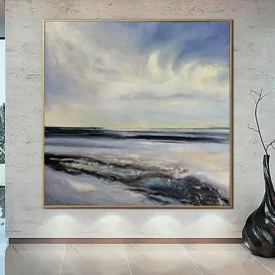 Original Ocean Waves Paintings On Canvas Seascape Artwork Blue Painting Abstract Waves Painting Modern Textured Fine Art | OC...