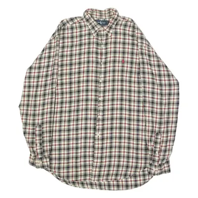 RALPH LAUREN Blaire Mens Shirt Cream 90s Check Long Sleeve L