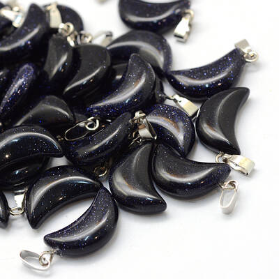 Moon Synthetic Blue Goldstone Pendants