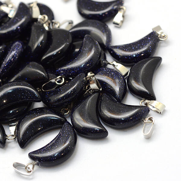 Moon Synthetic Blue Goldstone Pendants
