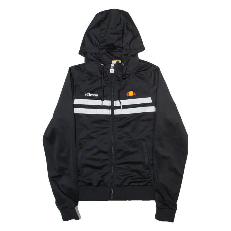 ELLESSE Womens Black Hoodie Full Zip UK 10