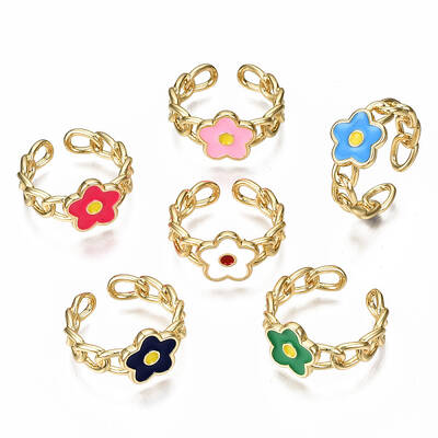 Brass Enamel Cuff Rings