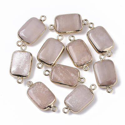 Edge Golden Plated Natural Pink Aventurine Links connectors