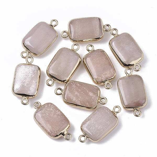 Edge Golden Plated Natural Pink Aventurine Links connectors