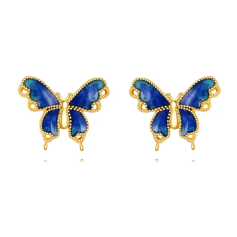 14K Gold Butterfly Stud Earrings