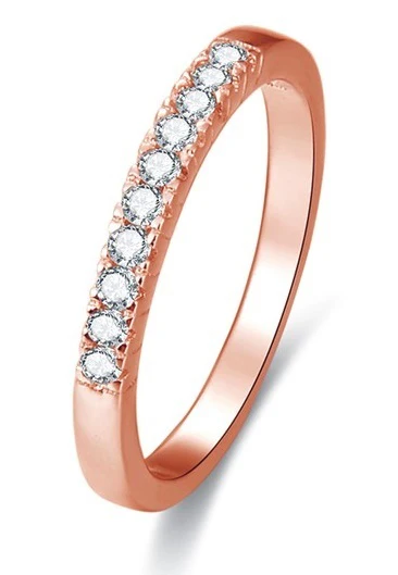 Beneto Rose Gold Plated Silver Ring with Crystals AGG188 - Circuit: 54 mm