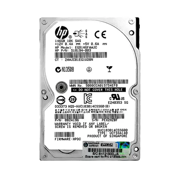 518194-003 HP 146GB 3Gb/s SAS 10000 2.5-inch Hard Drive
