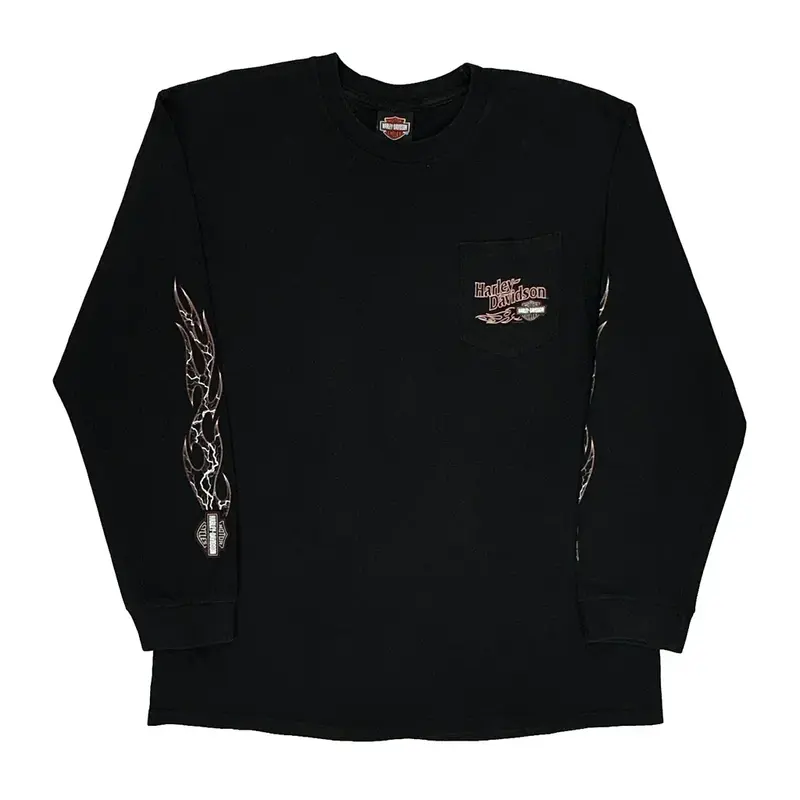 Florida Harley Davidson Graphic Long Sleeve T-Shirt - XL Black Cotton