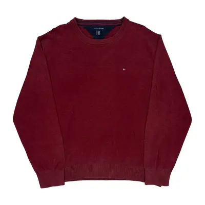 Tommy Hilfiger Jumper - XL Burgundy Cotton