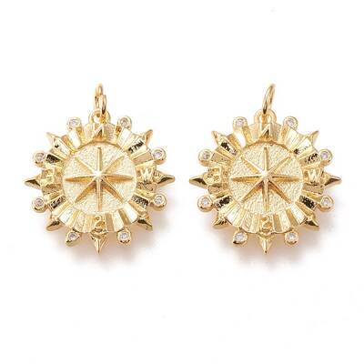 Brass Micro Pave Clear Cubic Zirconia Pendants