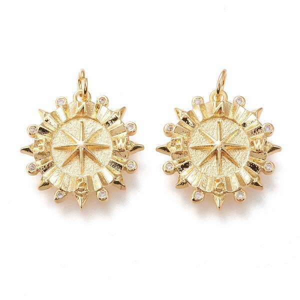 Brass Micro Pave Clear Cubic Zirconia Pendants