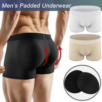 Menswear Body Shaper Padded Underwear Comfy Breathable Butt Lift Mesh Boxer Briefs Shorts with Removable Pads Shapewear Hips ...
