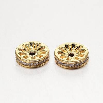Brass Micro Pave Grade AAA Cubic Zirconia Beads