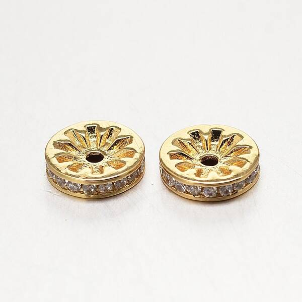 Brass Micro Pave Grade AAA Cubic Zirconia Beads