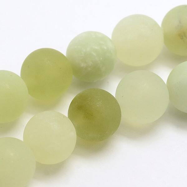 Natural New Jade Stone Frosted Round Bead Strands