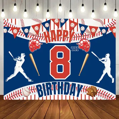 Aperturee Jolly Baseball Theme 8Th Birthday Sport Fun Backdrop